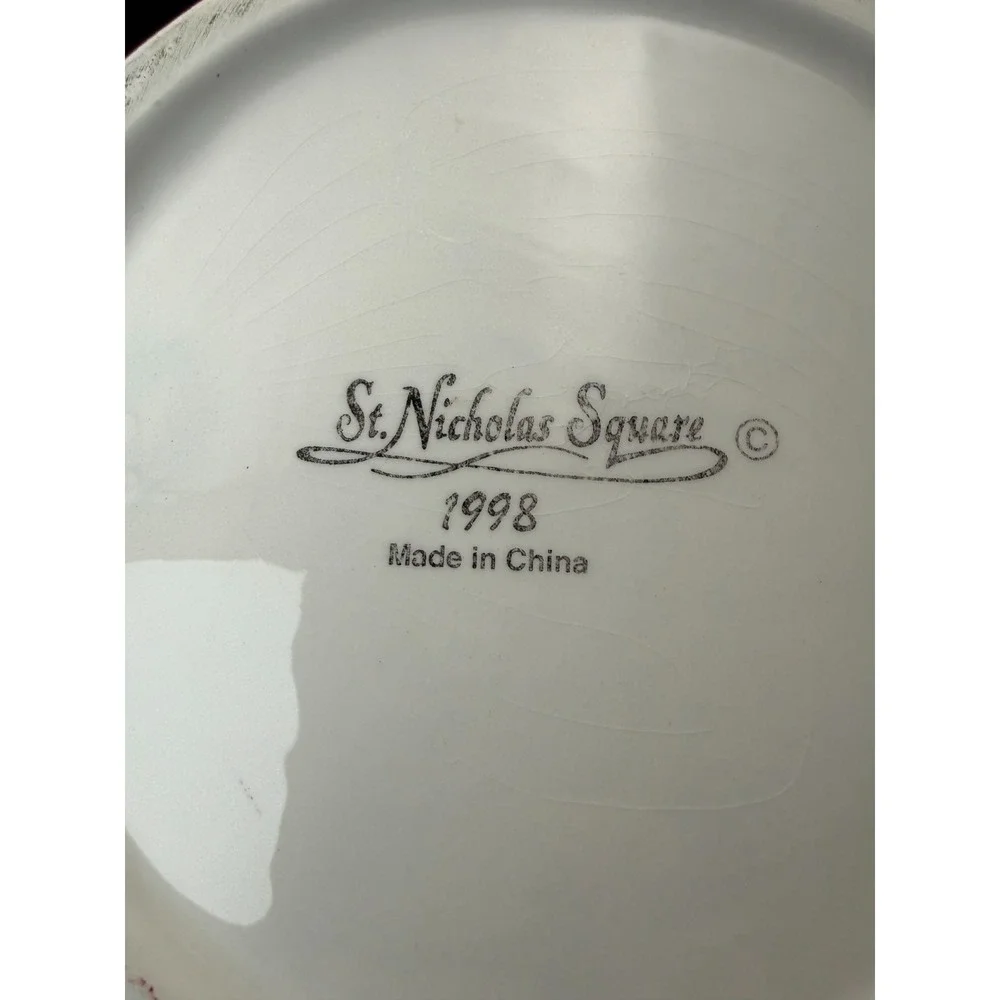 1998 St. Nicholas Square Christmas Winter Friends Bowl Snowman Moose - VTG